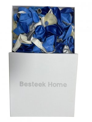 Besteek Home Blue Balloons Garland Arch Kit, Navy Blue Sliver Metallic White Confetti Balloons for Birthday