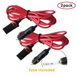 Besteek Pack of 2,12V 12' Extension Cord with Cigarette Lighter Plug (Pack of 2, Red)