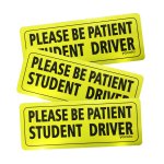 Yacoto Set of 3 Please Be Patient Student Driver Magnet Sign Reflective New Driver Magnets Decal Vehicle Car Signs Magnetic Safety Sticker